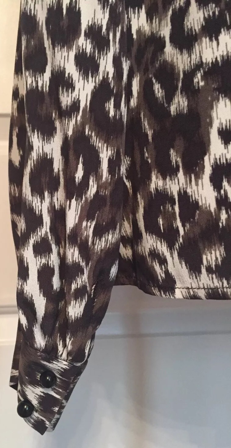 Kate Spade NY blouse Black White Gray Animal Print Long Sleeve size 6 thumbnail 9