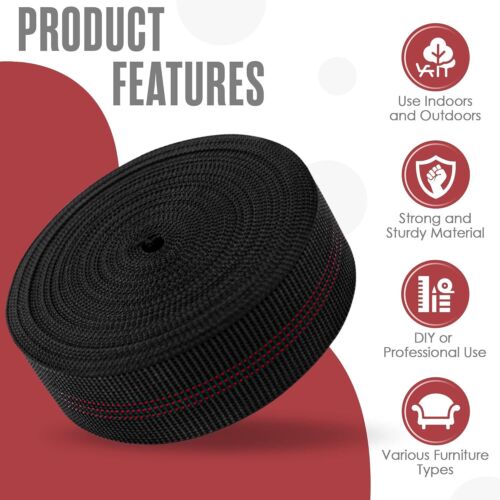 Houseables Upholstery Webbing, Chair 1 Count (Pack of 1), Black - Picture 3 of 7