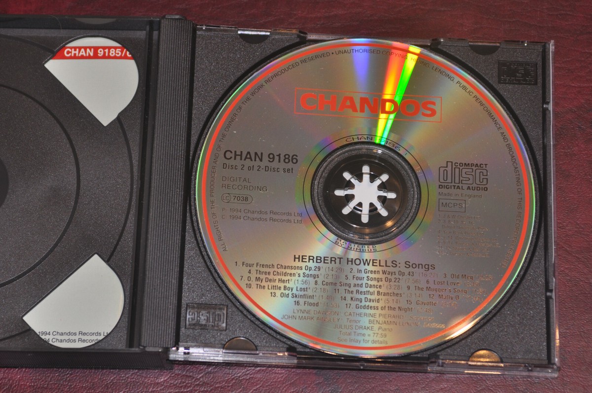 Herbert Howells - Complete Songs for Voice and Piano, 1994 UK Chandos CHAN 9185/6 2xCD Herbert Howells - Complete Songs for Voice and Piano, 1994 UK Chandos CHAN 9185/6 2xCD