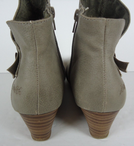 Blowfish Gray Zipper Ankle Boots Size 8.5 Logo Button Accent Narrow Wedge Heel - Picture 5 of 11