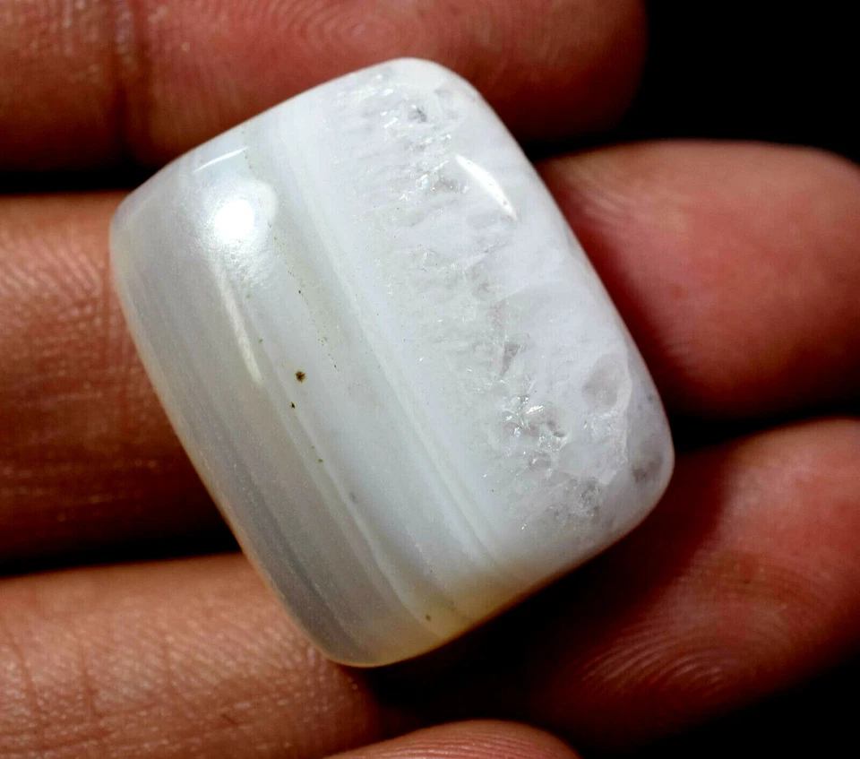 Hermoso cabujón de diseñador de ágata blanca natural de 41,10 quilates AAA+ piedras preciosas de calidad Foto 2 de 4