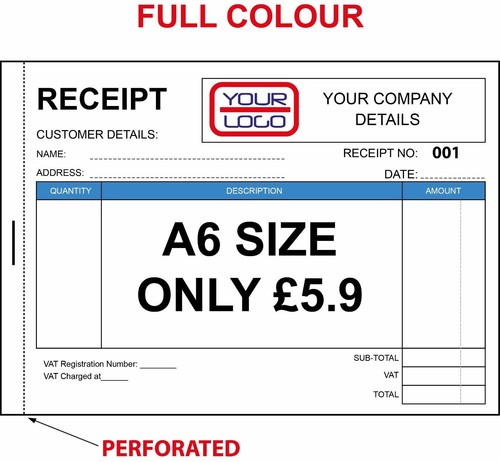 PERSONALISED DUPLICATE A6 RECEIPT BOOK PAD PRINT NCR INVOICE ORDER - Bild 3 von 4
