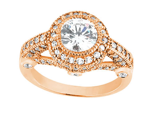 1.25Ct Round Diamond Milgrain Halo Bridal Engagement Ring Solid 14k Gold - Zdjęcie 1 z 12