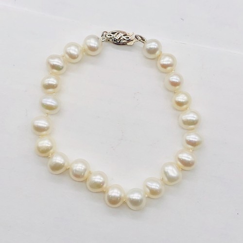 Creamy White 5mm FW Pearl Sterling Silver Bracelet | 7 Inch | - Picture 11 of 12