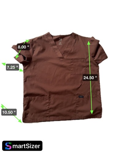 Blusa Médica Dagacci para Mujer Cuello en V Manga Corta Marrón Talla Pit To Pit 24.5" Usada - Imagen 6 de 7