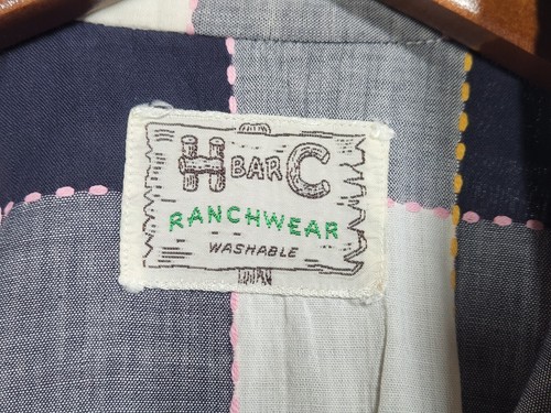 VTG H Bar C Ranchwear Western Womens Shirt Pearl Snap Blue Plaid Long Sleeve - Picture 3 of 9