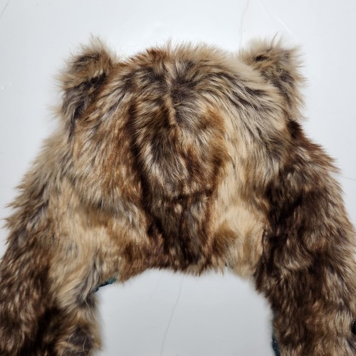 I Heart Raves Galaxy Cat Shaggy Faux Fur Hood Festival Electric Galaxy Brown - Picture 9 of 10