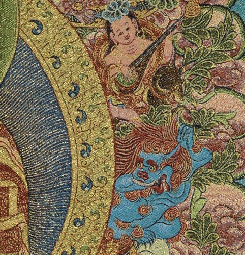 Chinese woven tapestry meditation THANGKA BUDDHA SHAKYAMUNI - Picture 4 of 10