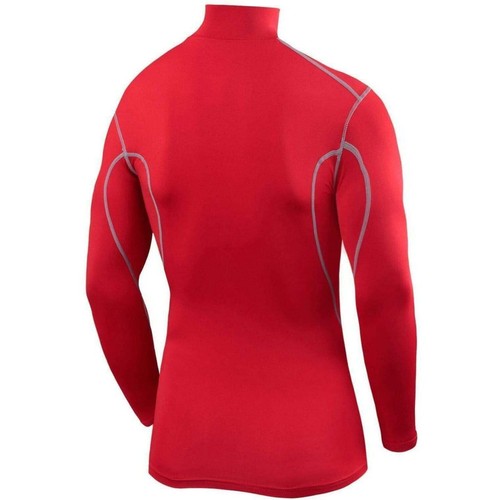 TCA Pro Performance Mock Mens Compression Top Red Long Sleeve Running Run Jersey - Picture 2 of 2