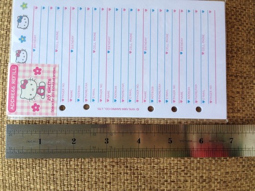 12 Packungen - Vintage 1999 Sanrio Hello Kitty Adresse Telefon Nachfüllpackung, SELTEN, Größe A6 - Bild 5 von 9