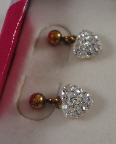 Precious Petites Sterling Silver 925 & Swarovski Elements Heart Dangle Earrings - Picture 3 of 3