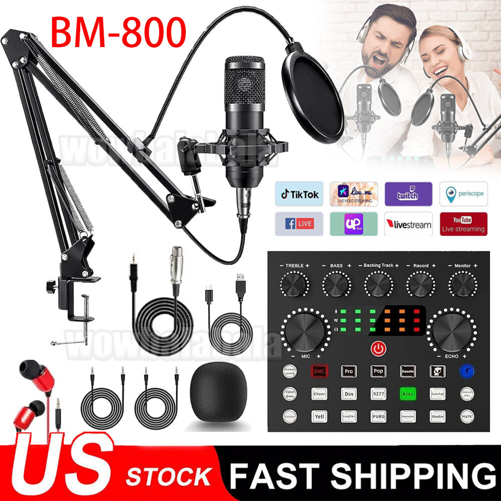 BM-800 Podcast Equipment Bundle Home Studio Recording Kit Music Mixer Headphones