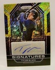 TYLER BLACK #01 /2 BLACK GOLD SHIMMER AUTO SIGNATURES PRIZM PANINI BASEBALL 2023