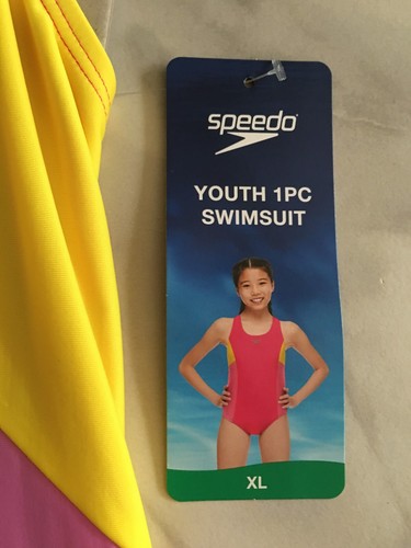 Speedo Youth 1pc Girl Swimsuit, Blended Polyester, Size XLARGE, New with Tag - Picture 4 of 9