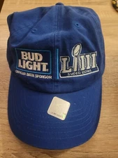 Bud Light Super Bowl LIII NFL Football Beer Baseball Hat Cap Blue New Adjustable