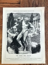 1926 original political cartoon print - off with the dance ! mussolini .