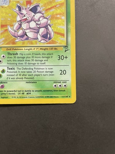Nidoking Set Base 2 - Holo - 11/130 - No Charizard PSA Pikachu - ENG - Picture 4 of 11