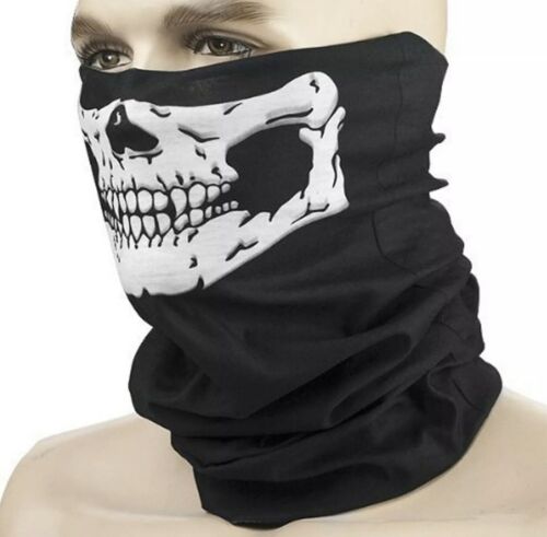 2 PCS blue Color Half Face Mask for Motorcycle Riding Skeleton Bandanas Head - Picture 2 of 5