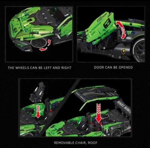 1644pcs Bricks LAMBORGHINI Huracan Car Model MOC Green Building Blocks Toy - Picture 2 of 3