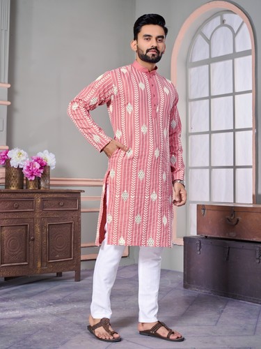 Paquistaní Fiesta Hombres Algodón Kurta Conjunto Kurta Payjama India Étnico Kurta Boda