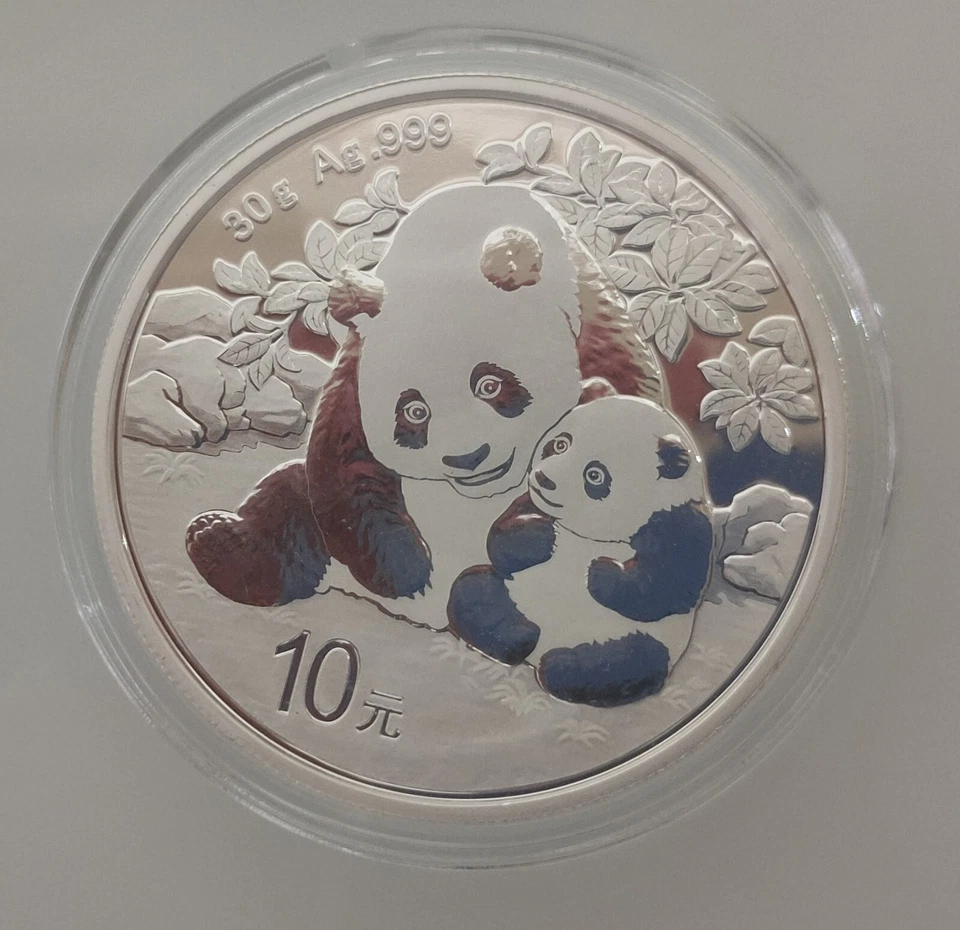 5x MONEDAS 1 ONZA PANDA 2021/22/23/24 Y 2025 S/C PLATA 999 CAPSULA S/C - Imagen 4 de 4
