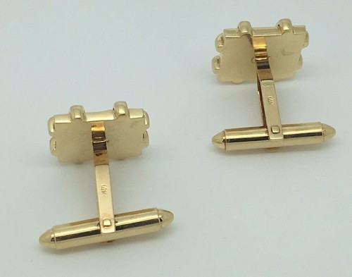14K YELLOW GOLD CUFFLINKS WITH BLACK ONYX - Picture 6 of 12