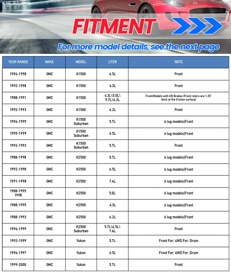 Front Disc Rotors + Brake Calipers & Brake Pads for GMC K1500 K2500 Tahoe Yukon Foto 3 de 4