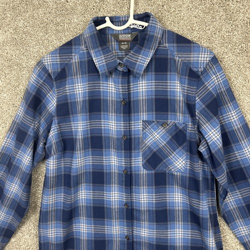 Outdoor Research Flannel Men’s Size Medium Shirt Blue Plaid Zipper Pocket - Picture 3 of 11