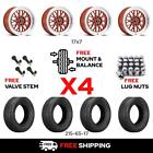 Venom 17 Inch Aluminum Wheel Tire Package Gloss Orange Machined Lip Touring