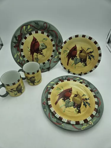 New Lenox Winter Greetings Everyday Cardinal (6 Pcs) Dinner Salad Mug