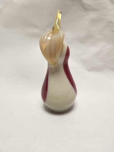 Vintage MCM Murano Venetian Glass Pear Paperweight Red And Cream 6.75" - Picture 4 of 10
