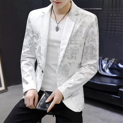 Men Jacket Formal Work Blazer Business Casual Button Slim Fit Suit Coat Tops - Picture 1 of 14