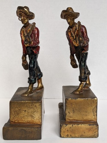 Antique Bronze Huck Finn Pair  Bookends Armor Bronze Company, Taunton, MA( READ) - Picture 2 of 23