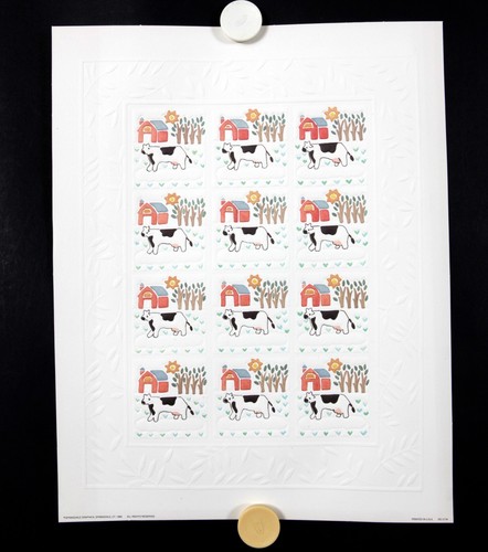 Jane Billman -Cow and  Farmhouse - Embossed - 1988 - Special Offset Poster - Picture 1 of 6