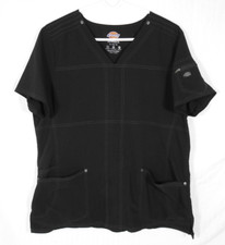 Women's Black Dickies Advance Medical Scrub Top Shirt, XL. 4-Way Stretch.