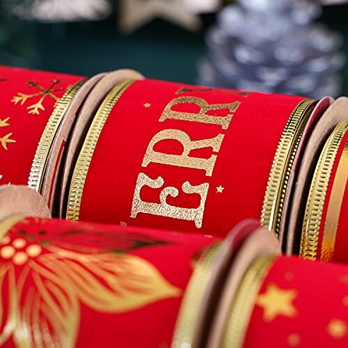 6 rollos de cinta roja para decoración navideña de árbol de Navidad - Bild 6 von 9