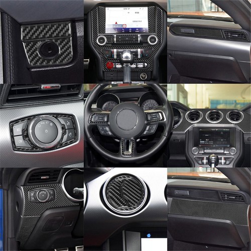 For Mustang 2015-2019 32Pcs Carbon Fiber Full Sets Interior Kit Cover Trim - Picture 5 of 13