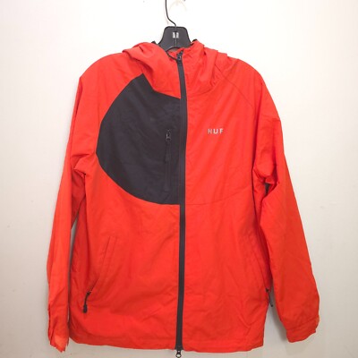 HUF mens Standard Windbreaker Jacket Small Birch Skateboard Snow Surf Red Solid