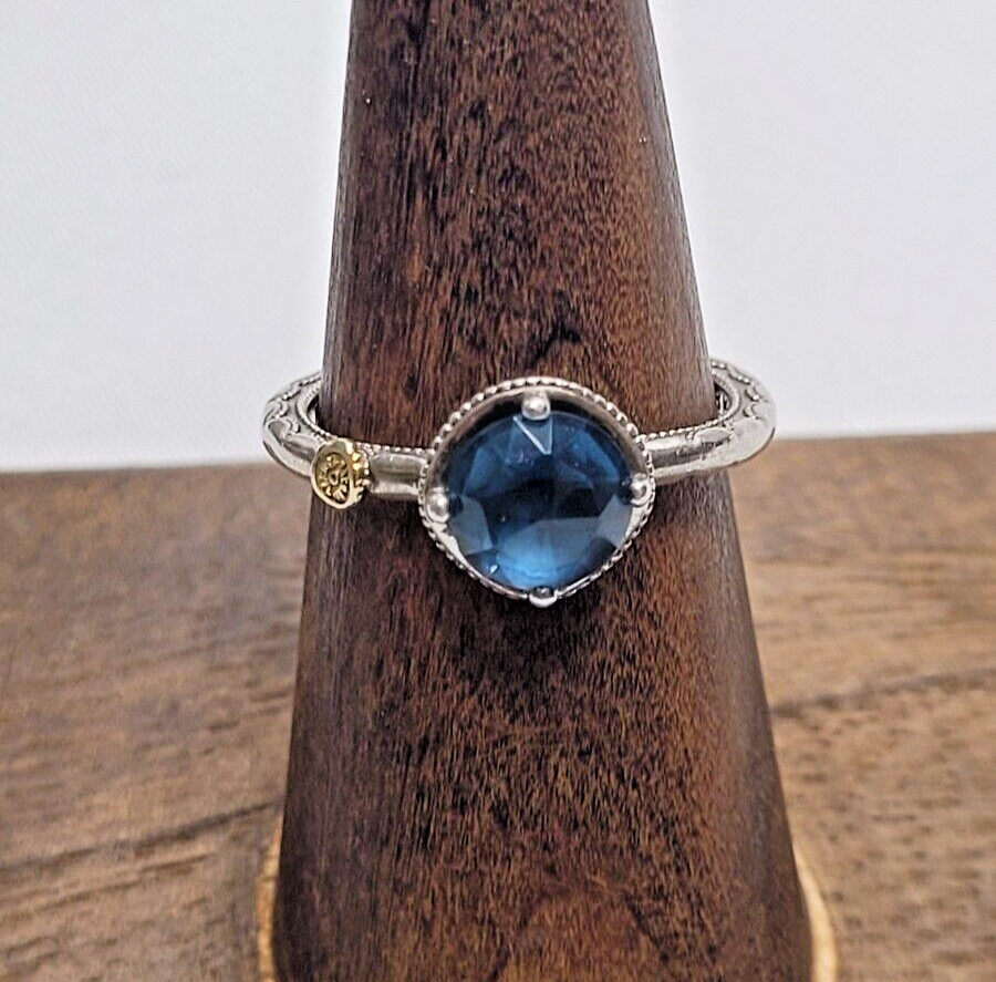 Signed Tacori Sterling Silver 18K Yellow Gold Ring Rose Cut