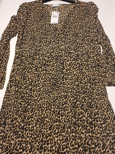 Mango Uk16 Leopard Print Dress Long Sleeve - Picture 7 of 8