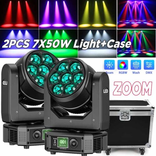UKING Bee Eye LED 7x50W RGBW Beam Wash Zoom Moving Head Bühnenlicht DJ Disco Ba - Bild 15 von 18
