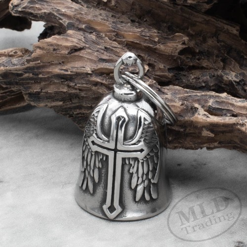 Angel Wings And Cross Biker Gremlin Bell Motocicleta Colgante de acero inoxidable - Imagen 2 de 7