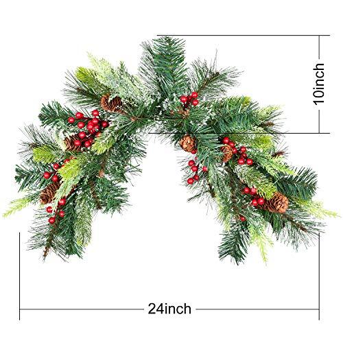 24inch Artificial Christmas Swag, Xmas Mail Box Swag with Wintry Whit&green - Picture 5 of 8