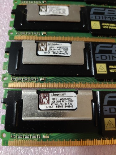 16GB(8x2GB) Kingston Server Memory Ram PC2-5300F 2Rx8 KTD-WS667/4G Lot - Picture 3 of 4