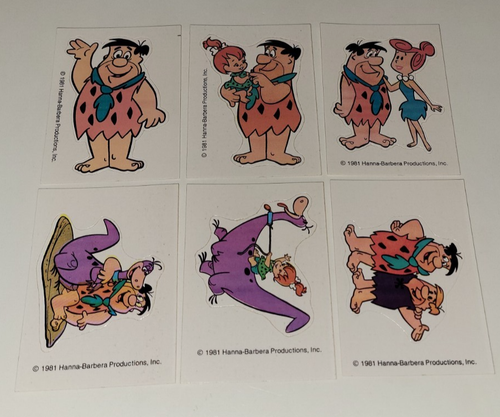 1981 FLINTSTONES Vintage COMPLETE STICKER CARD SET 6 Hanna Barbera NM/MT Fred ++ - Picture 2 of 5