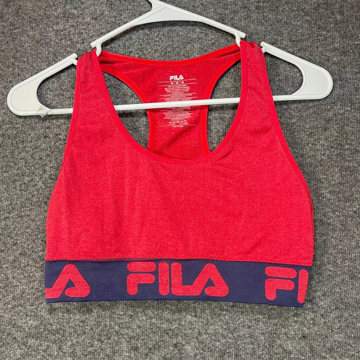 FILA Sport Bra Women's Medium Red Classic Logo Racerback Ladies.