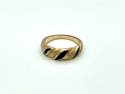 Schöner COP signierter 89er Ring - goldfarbene schwarze Emaille - Größe 4,5 - Bild 1 von 7