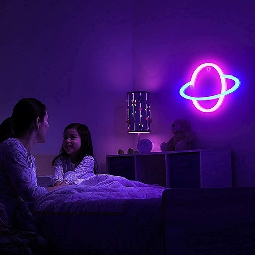 Planet Neon Sign, USB LED Light with Switch, Wall Decor for Bedroom Gaming Room - Picture 7 of 11