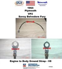 1964 Savoy Belvedere Fury V8 Engine to Body Ground Strap 2427807 New MoPar USA