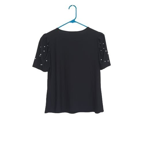 NWT A Love Story Women's Nicole Pearl Puff Sleeve Scoop Neck Size S Black Color - Picture 8 of 8